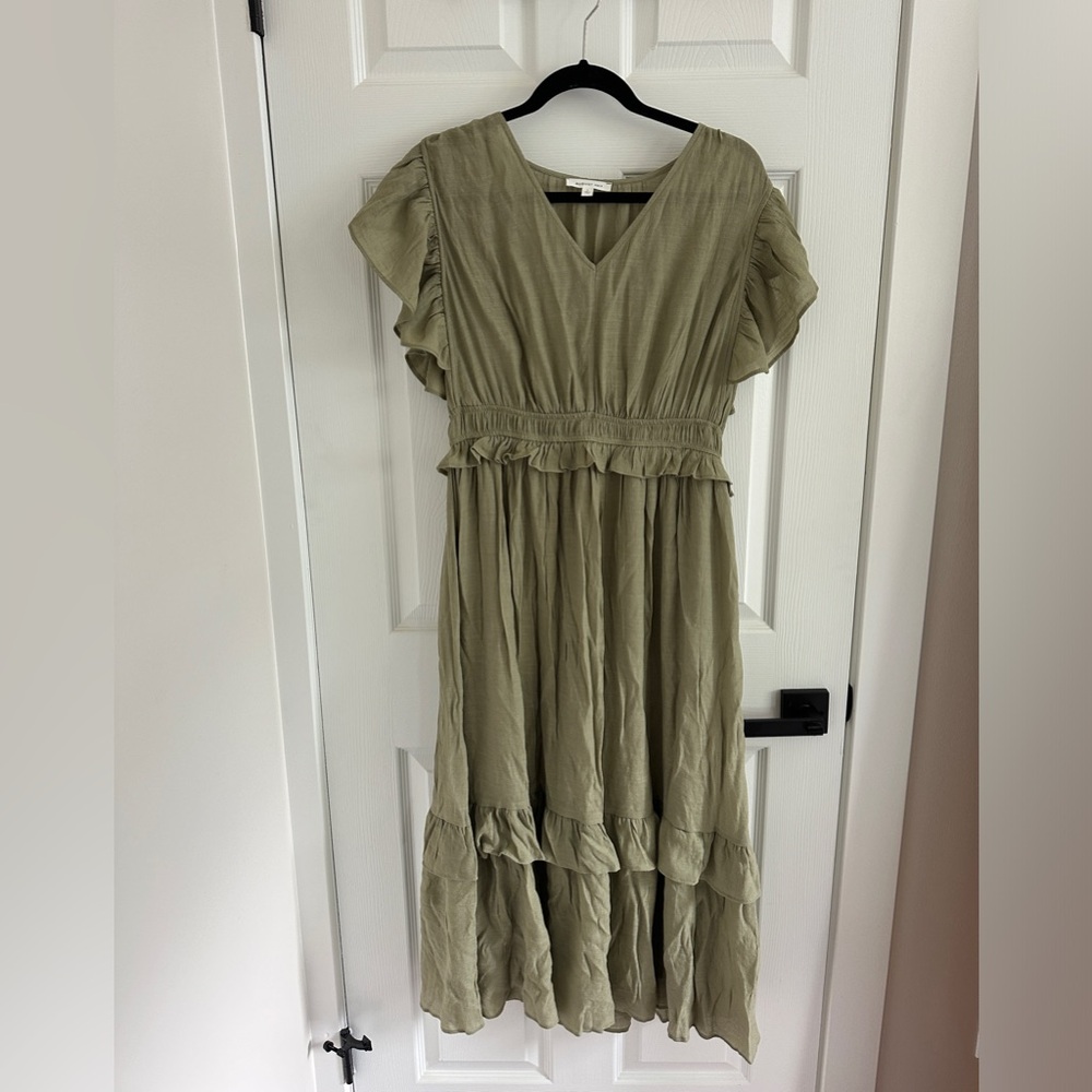 Sage green august sky midi dress